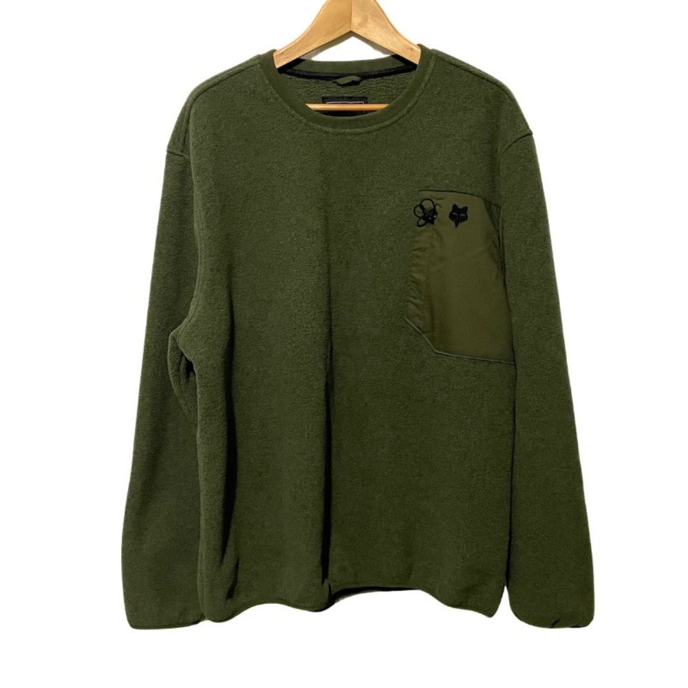 Fox Racing Survivalist Sherpa Crew Sweatshirt Olive Green Pullover Sweater XL